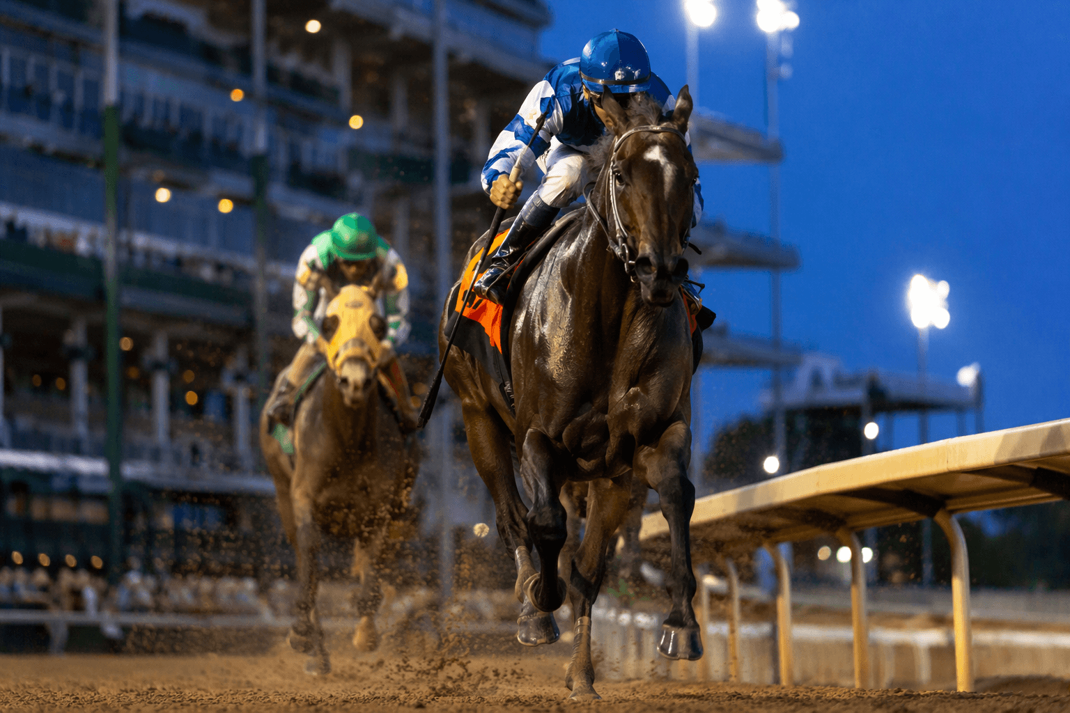 Harrodsburg breaks through with gate-to-wire Bango upset at Churchill Downs