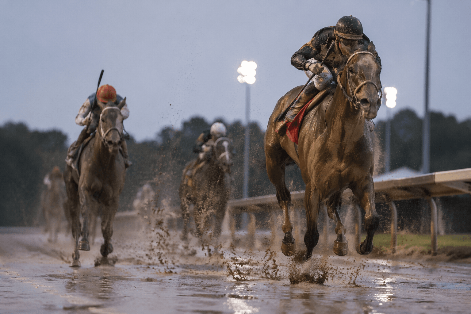 Perry County powers through sloppy track to win John Henry Stakes