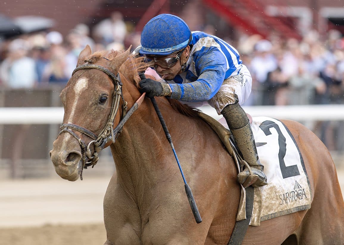 My Gun's Loaded surges late for Saratoga maiden win for Chad Brown